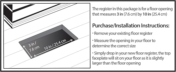 Decor Grates LTH310-BLK Lattice Floor Register, 3x10 Inches, Black,(Alloy Steel, Plastic) (Pack of 2)