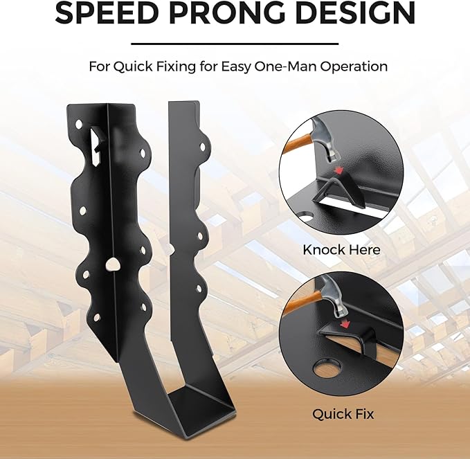 25Pcs Black 2x8 Joist Hangers for Wood,18 Gauge Metal Face Mount Joist Hanger,Lu28 Joist Hangers Powder Coating,Hurricane Ties for Rafter,Rafter Brackets 2x8 for Deck,Floor,Roof Overhang,Ceiling Joist