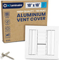 10" x 10" Duct Hole [11.6" x 11.6" Face] Aluminum 4-Way Vent Cover: Adjustable Curved Blade Air Supply Diffuser - Plastic Seal for Tight Fit, Quiet Air Flow, Multi-Shutter Damper