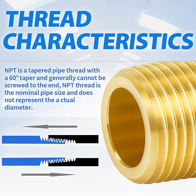 ChillWaves Brass Pipe Fitting, Long Nipple Pipe 1/8" NPT Male x 1/8" NPT Male Thread 4" Length(100MM)(2-PACK)