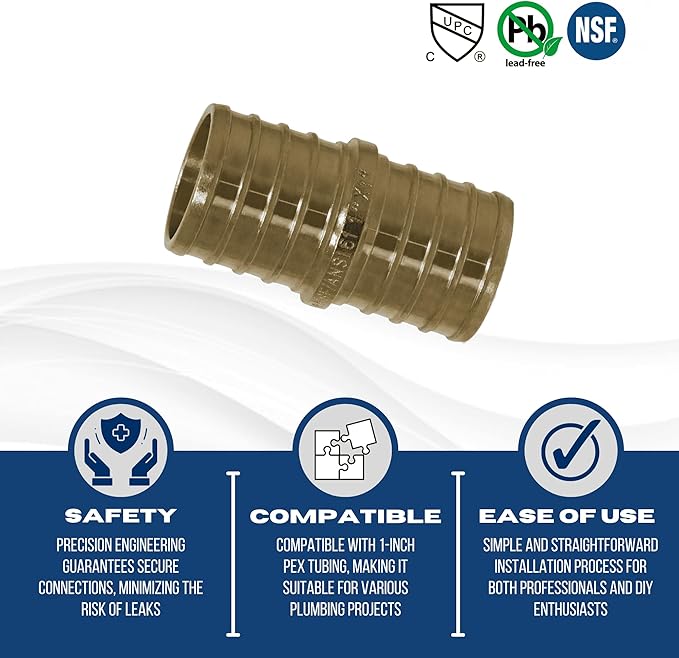 XFITTING Pex 1 Inch x 1 Inch Pex Coupling, 23-1-4=25XX, 25 Pieces