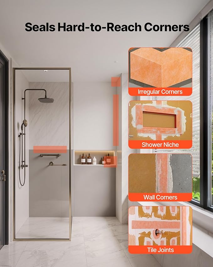VEVOR Waterproof Membrane for Shower, 0.42 x 98.5 ft 41 sq.ft Waterproofing Tile Membrane, 20 mil Thick Polyethylene Fabric Roll, Easy to Cut for Bathroom, Kitchen, Sauna, Corners, Niches, Tile Joints