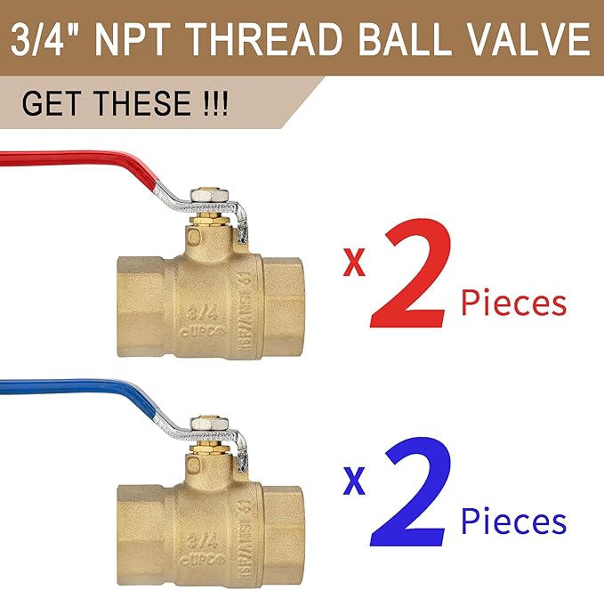 [4 Pieces] Lingmfg 3/4" NPT Thread Ball Valve Shut Off Valve LING-BV1-3/4FNPT-4