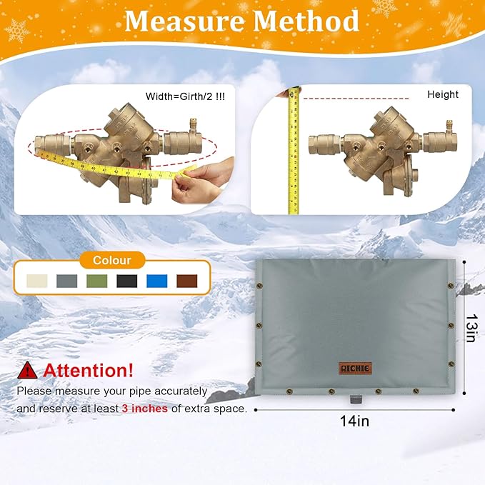 Backflow Preventer Insulated Cover (5°F) for Winter Freeze Protection, 21" W x 16" H Thickened Pressure Reducing Value & Well Pump Cover, Outdoor Waterproof Insulation Pouch for Sprinkler Valve, Grey