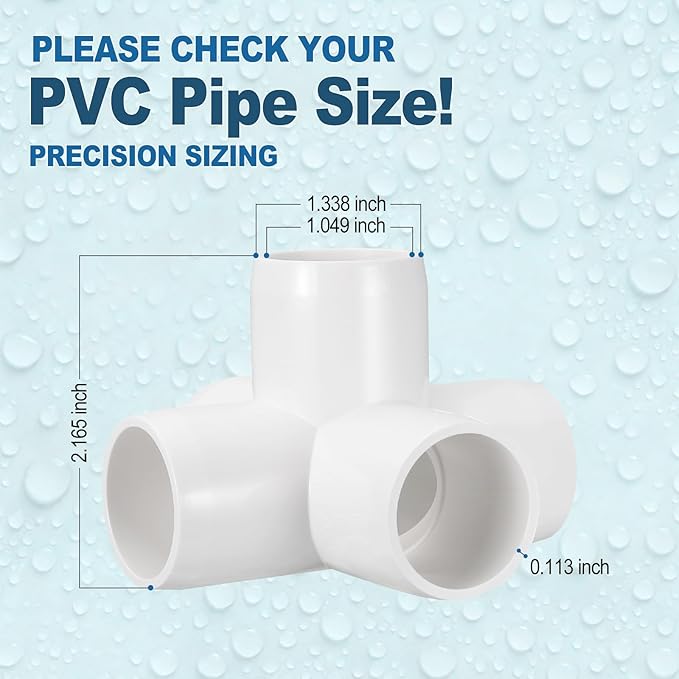 8 Pack 3/4" SCH40 PVC Elbow Pipe Fitting, 5-Way PVC Elbow Corner Side Outlet Cross Fitting, Furniture Grade Pipe Connectors for DIY Project, Pond Protection, Socket x Socket, White