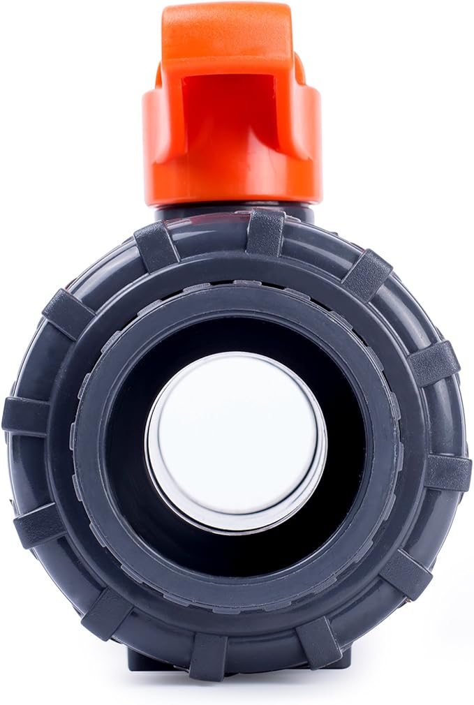 HYDROSEAL Kaplan 1 1/4" PVC True Union Ball Valve with Full Port, ASTM F1970, EPDM O-Rings and Reversible PTFE Seats, Rated at 200 PSI @73F, Gray, 1 1/4 inch Socket (1 1/4")