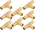 1/2 inch T PEX Tee 1/2" x 1/2" x 1/2" (pack of 8) Lead-Free Brass Barb Crimp Pipe Fitting/Fittings