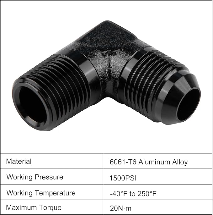 EVIL ENERGY 10AN to 1/2" NPT Male 90 Degree Fitting Adapter Aluminum