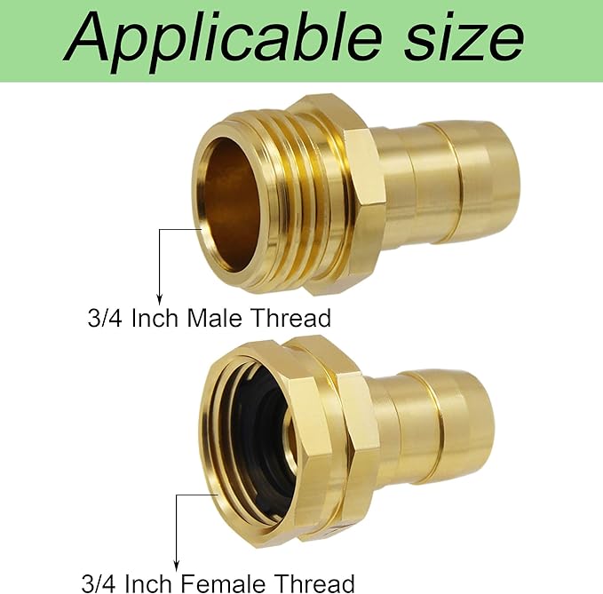 Triumpeek Garden Hose Repair Connector with Clamps, Set of 3 Aluminum Water Hose End Replacement Fit for 3/4" and 5/8" Garden Hose Fittings