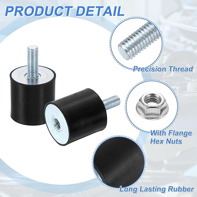 uxcell M10 Rubber Mounts, 1Pcs 40x40mm(DxH) Rubber Cylindrical Anti Vibration Isolator Shock Absorber with Lock Nut for Car Bobbin Generator Air Compressors