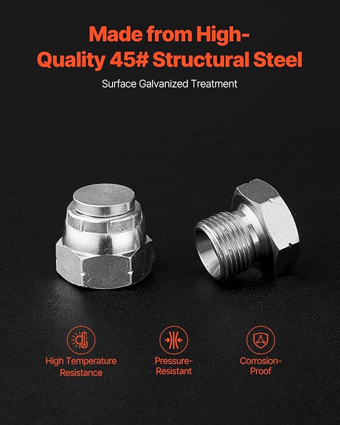 VEVOR 72 PCS ORFS Hydraulic Fittings, O Ring Face Seal Fitting Kit, Hydraulic Hose Tube and Pipe Fittings, Cap and Plug Set for Hydraulics, O Ring Assortment Kit Precision Thread, Sizes 4 6 8 10 12 16