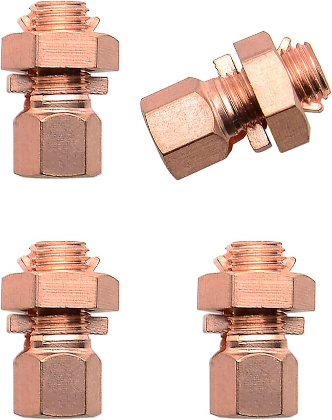 FDXGYH 4 Pack Grounding Split Bolt Connector Copper Grounding Clamps Bolt Connection Clamp for Completing Ground Bonding to Bare Wires TJ-25
