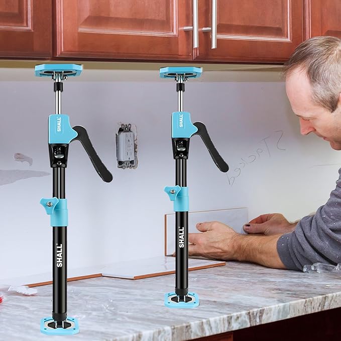 SHALL Cabinet Jack Support Pole, 18.5-29.5 in Adjustable Third Hand Tool, Steel Telescopic Quick Support Rod with 154lbs Capacity for Cabinets Jack, Drywall Lift & Cargo Bars, 2PK w/Storage Bag