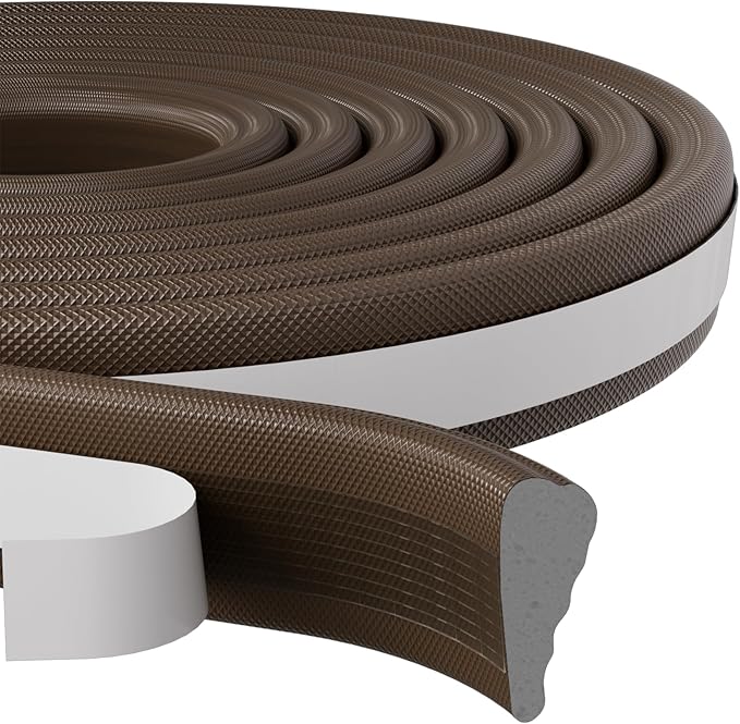 3 Pcs x196” Wedge Weather Stripping Door Seal Strip for Door Frame,Self-Adhesive Window Insulation Tape for Winter,Dark Foam Gap Filler for Light Noise Blocker Front Door Side Draft Stopper,Brown