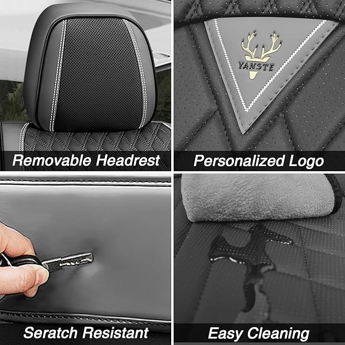 Car Seat Covers for Jaguar E-PACE 2018-2024,Breathable Nappa Leather Car Seat Protector,Full Seat Cover Automotive Seat Cushion with Airbag Compatible(5 Seats,Gray-Black)