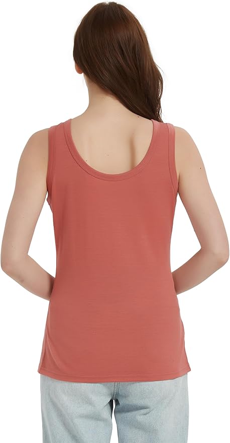 100% Merino Wool Tank Top for Women, Scoop Neck, Active Lightweight Breathable Undershirt, No-Odor Base Layer
