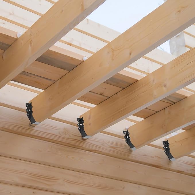 25Pcs Black 2x6 Joist Hangers for Wood,18 Gauge Metal Face Mount Joist Hanger,Lu26 Joist Hangers Powder Coating,Hurricane Ties for Rafter,Rafter Brackets 2x6 for Deck,Floor,Roof Overhang,Ceiling Joist