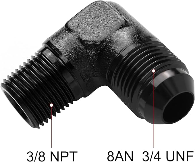 EVIL ENERGY 8AN to 3/8" NPT Male 90 Degree Fitting Adapter Aluminum 2PCS