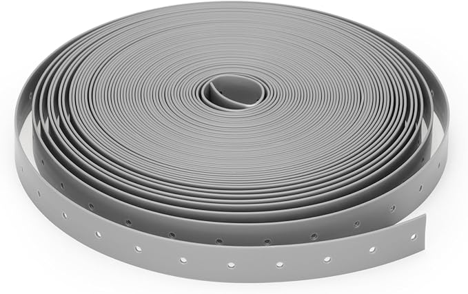 Plastic Hanger Strap 3/4 Inch x 52Feet Reinforced Flexible Hanger Strap for Pipe & Ducts Securing in Plumbing & HVAC, Gray