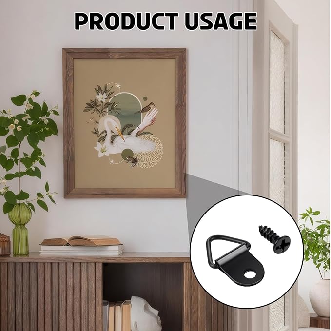 600PCS Picture Frame Hardware Backing Clips & Hangers Set with Screws, Small D Rings Tie Down Anchor Fasteners for Frames