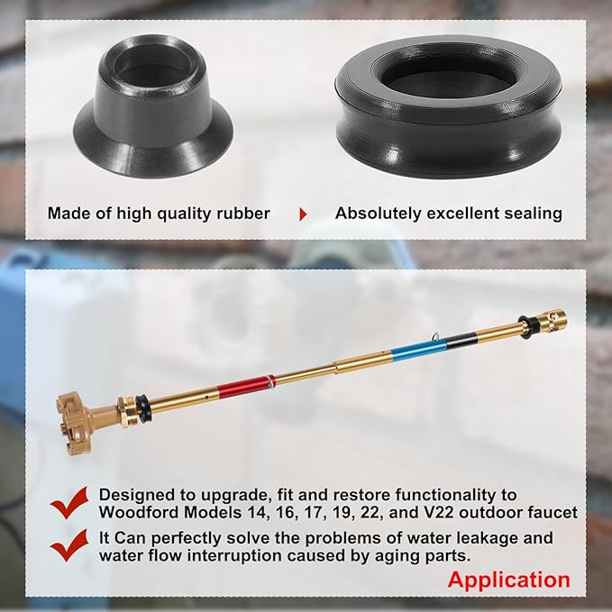 RK-ADJ-PRV Rod Kit Metal Handle, Adjustable Rod with Pressure Relief Valve RK Repair Kit Compatible with Woodford Model 14, 16, 17, 19, 22 and V22