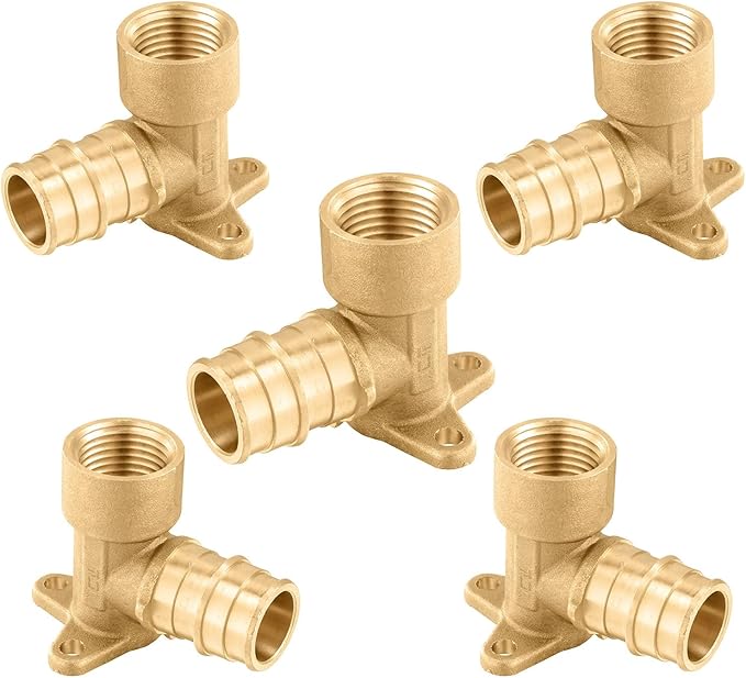 (5-Pack) Seelink PEX-A Expansion Fittings, PEX-A 3/4" x 3/4" Female NPT Drop Ear Elbow, Brass Expansion Pipe Fittings, ASTM F1960