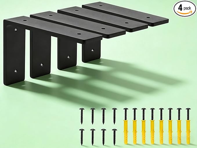 6 inch X 4 inch Shelf Support Bracket Heavy Duty, L Shelf Brackets, max Load 66 lbs, , Metal Brackets for Shelves, countertop Bracket ,Corner Brace,Pack of 4. (6"x 4" L Shape)