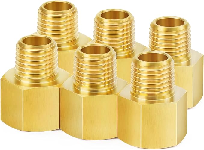 ChillWaves Brass Pipe Fitting Extension Adapter 3/8" NPT Female x 3/8" NPT Male Thread Adapter(6-PACK)