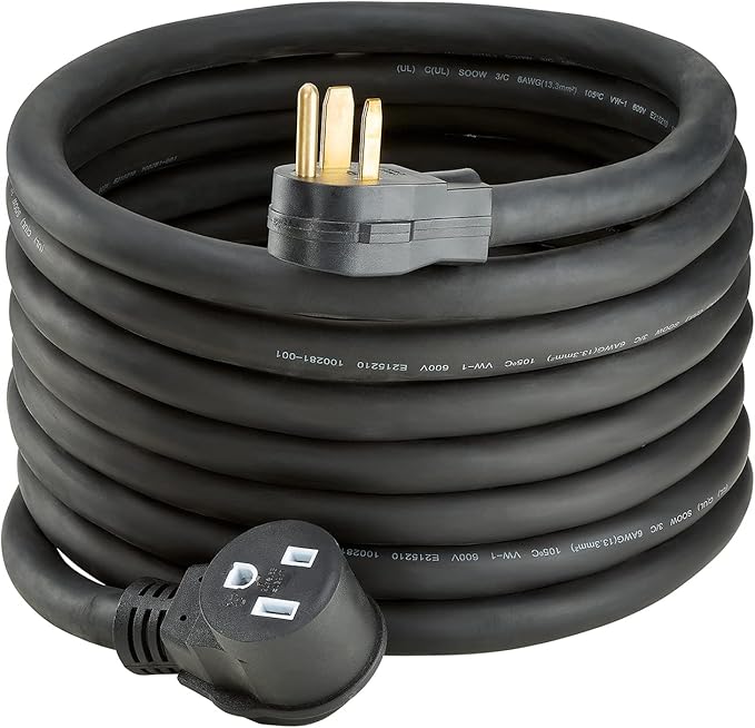 PrimeWeld Welder Extension Cord, SOOW Rated, 50 amp, 250v NEMA 6-50 Heavy Duty Welding Cable, 6 Gauge, (25ft)