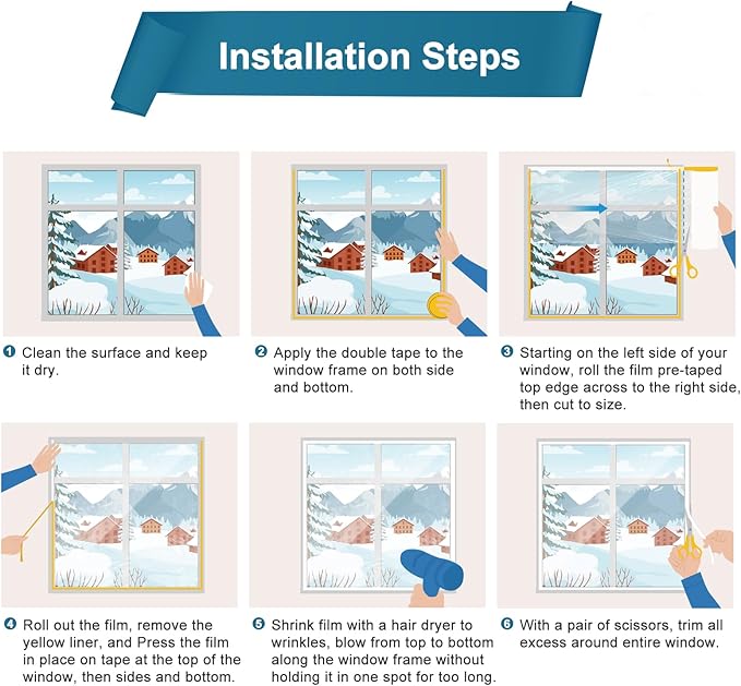 Window Insulation Kit for Winter, Plastic Window Covering 94 Inch Wide × 393 Inch Length with Double-Sided Tape, Insulates Patio Doors & Large Windows Winterizing, 1 Roll Clear