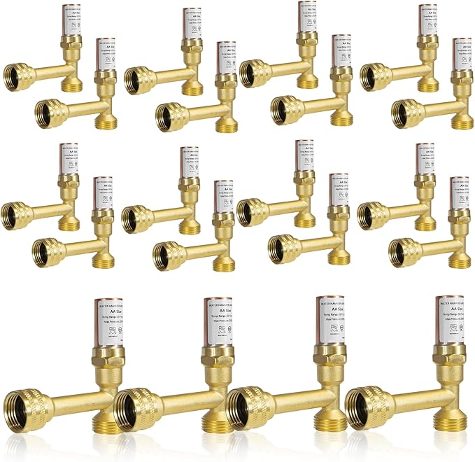 Water Hammer Arrestor,3/4 Inch Swivel FHT x 3/4 Inch MHT Tee Stainless Steel Water Arrestor for Washing Machine Connection(20PACK, Tee Copper Arrestor)(HAMMER014-20Pack)