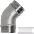 1PCS 304 Stainless Steel 45 Degree Elbow, 1-1/4" NPT Male Pipe to 1-1/4" NPT Male Coupler, Heavy Duty Forged Street Elbow Adapter Pipe Fittings, Class 150