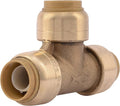 SharkBite 1/2 Inch Tee, Push to Connect Brass Plumbing Fitting, PEX Pipe, Copper, CPVC, PE-RT, HDPE, U362LFA