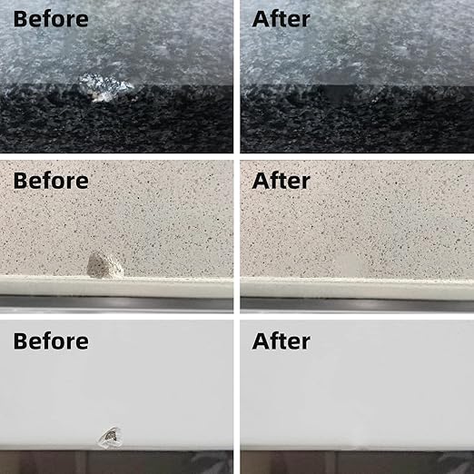 Marble and Granite Repair kit Porcelain Marble Stone and Quartz Countertops Repair kit for Chips Dents Cracks Holes Scratchs, Fix Chipped Edges Corners, Reattaches or rebuilds Missing Pieces