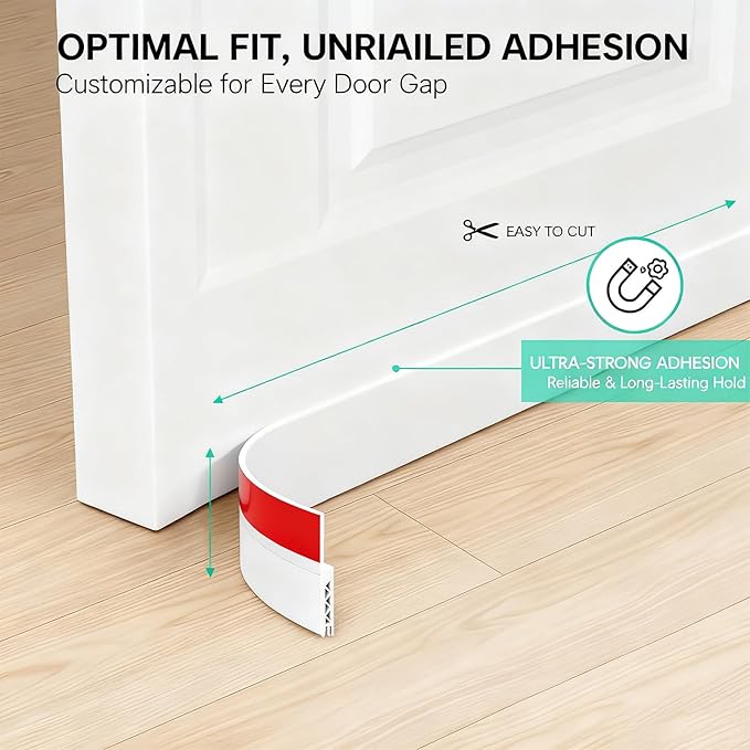 2 Pack Door Draft Stopper for Bottom of Door, 39" Silicone Weather Stripping Door Seal Strip, Self Adhesive Door Sweep Noise and Dust Blocker, Energy Saving Under Door Draft Blocker for Home & Garage