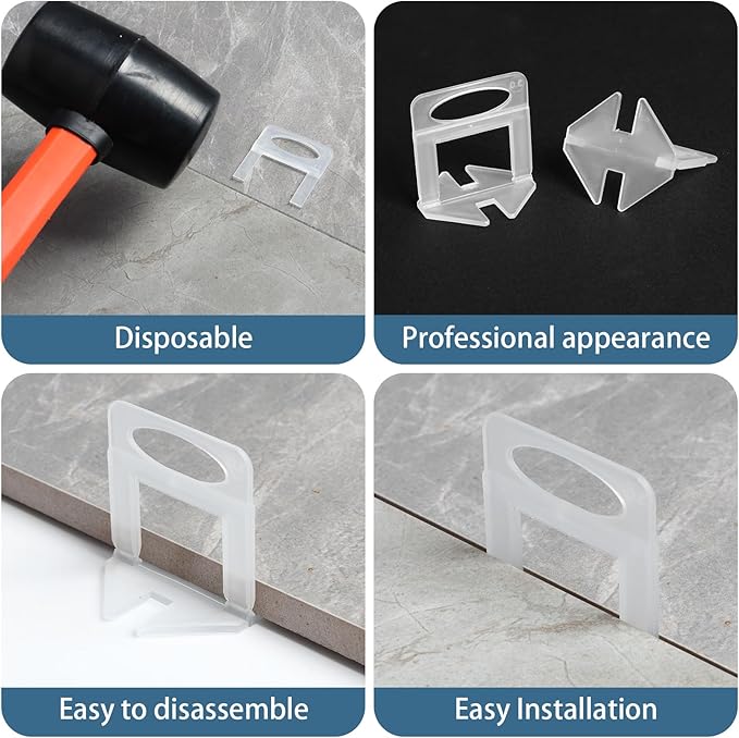 Tile Leveling System, 2000-Piece Tile Spacers 1/16 Inch Tile Clips, Tile Leveling Clips for Tiles and Stone Installation