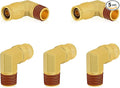 Siptenk 3/8" Elbow DOT Brass Push to Connect Air Line Fittings 5 PCS, 3/8" OD Tube x 1/4" NPT Thread Air Brake Line Quick Connect Fittings for Truck Trailers Industry Air System