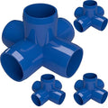FORMUFIT 1-1/4" 5-Way Cross Furniture Grade PVC Fitting in Blue, Made in USA, UV-Resistant, Impact-Proof, 1.66” Actual Socket Diameter (Pack of 4) - F1145WC-BL-4