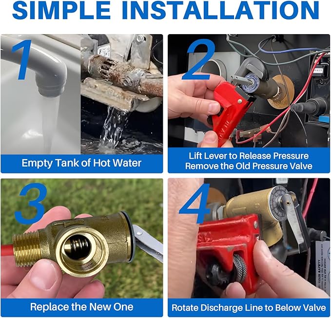 Upgrade 3/4" NPT Thread 210°F 150 PSI Temperature Pressure Relief Valve for Suburban RV Water Heaters, Thickened Brass Safety Valve for Hot Water Heaters and Tanks with Extended Probe