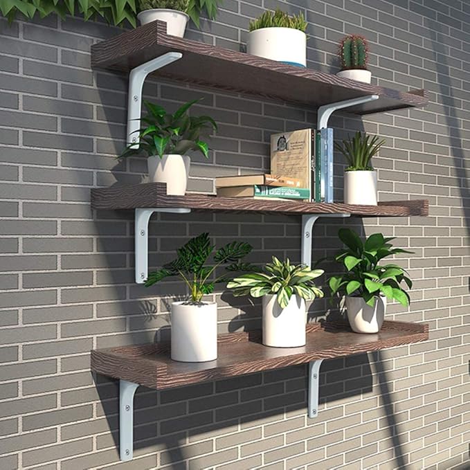 SAYAYO L Bracket, 10 x 8 Inch Iron Metal Shelf Support Heavy Duty Corner Bracket Decorative Shelf Hardware, 4 PCS Bright White