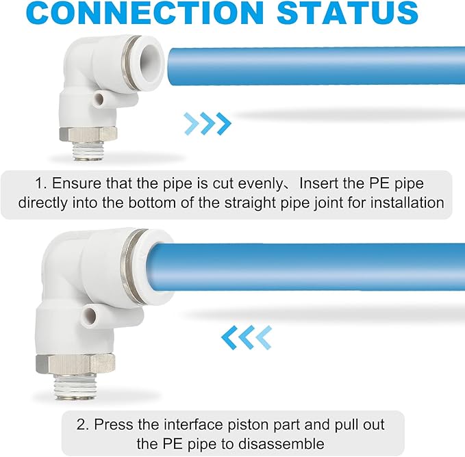 PATIKIL Push to Connect Fitting, 2 Pack Pneumatic Air Elbow Quick Connector 1/4"PT Male Thread x 14mm Tube 90 Degree Connect Tubing Elbow Air Tube Fitting Pneumatic Quick Adapter, White