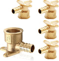 (5-Pack) PEX Fittings, Pex 1/2" x 1/2" Female Threaded NPT Drop Ear Elbow Adapter, Brass Crimp Fittings, for PEX Tubing Pipe Plumbing, ASTM F1807(PEX1807159-5Pack)