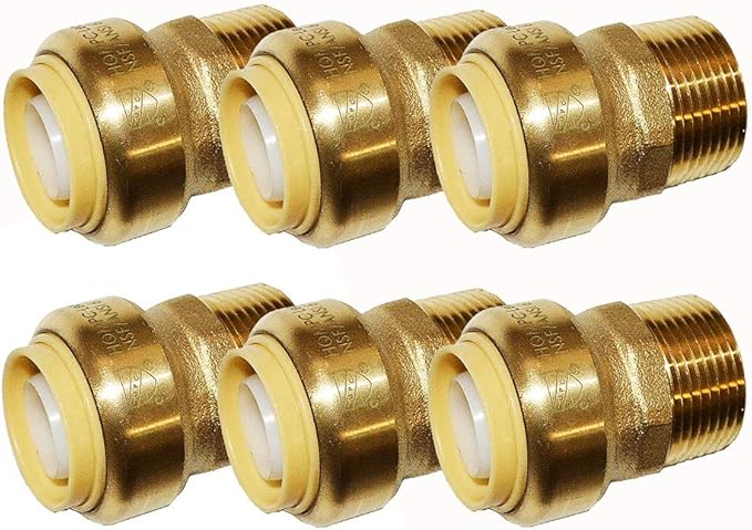 HQMPC Pex Fitting 1/2" Straight Coupling Push Fit PEX Fittings, Push-to-Connect Copper, CPVC, No Pb Brass Plumbing Fittings (6Pcs (1/2"))