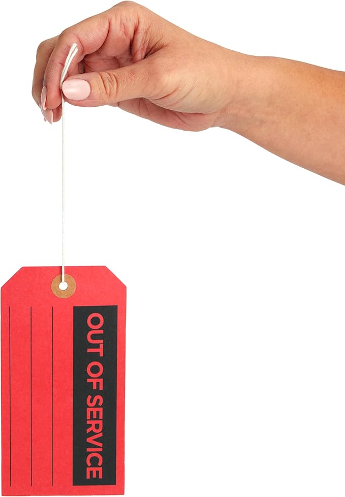Stockroom Plus Red Tags with String - 5.75 x 3 in, 100 Pack - Red Equipment Repair & Inspection & Safety & Not in Use Tags