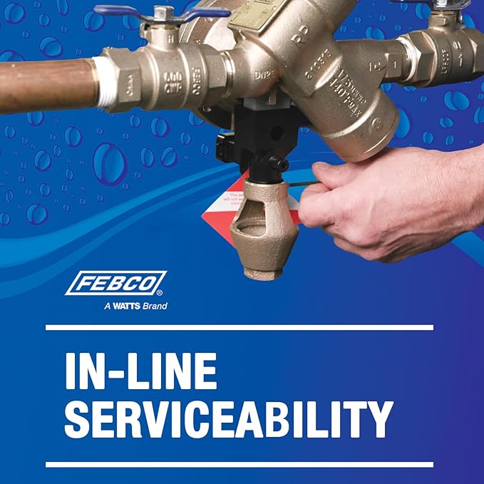 Febco LF825Y Series 3/4" Bronze Reduced Pressure Zone Backflow Preventer Assembly, Quarter Turn Shutoff, Y Pattern, Flood Sensor with SentryPlus Alert Technology for Relief Valve