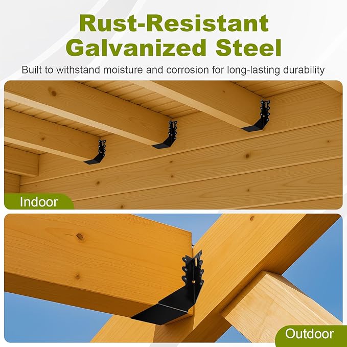 50 Pcs 2x8 Joist Hangers, 20 Gauge Face Mount Rafter Brackets for Wood, Hurricane Ties for Deck, Floor, Ceiling & Roof Framing