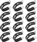 12-Pack Cable Clamps, 1-11/32 Inch/ 34 mm 304 Stainless Steel Rubber Cushioned Insulated Cable Clamp R Shape Metal Holder for Tube/Wire/Pipe/Loop Installation