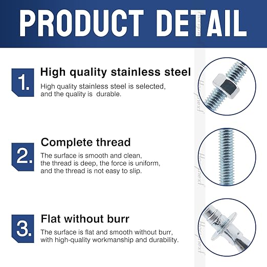 3/8" x 4-1/2" Wedge Anchor, for Cement and Concrete only, zinc-Plated Carbon Steel Screws and lag Bolts （ 10 pcs