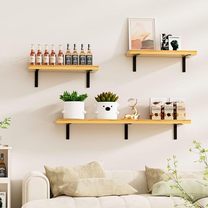12 Pack - L 6" x H 4" x W1.5, 5mm Thick Black L Shelf Bracket, Iron Shelf Brackets, Metal Shelf Brackets, Floating Shelf, Shelf Supports with Screws