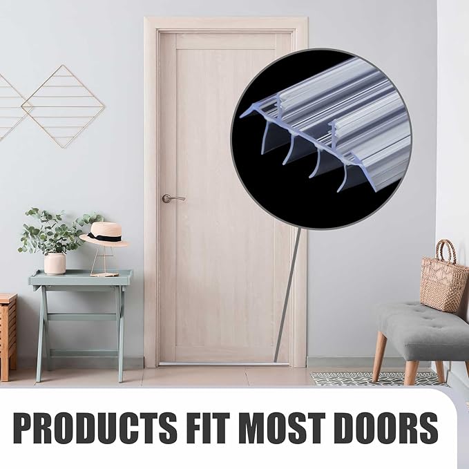 Replacement Door Bottom with Vinyl Fins 36" Long 1 3/4" Wide Threshold Seal Bottom of Door Weatherstrip Kerf Weather Stripping for 7/8" Between Barbs(2 Pcs,Transparent)